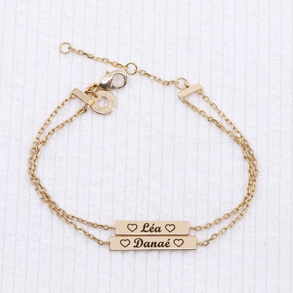 Handmade personalized monogram initials bracelet or anklet with double chain.  Order your initials in yellow, rose or white gold